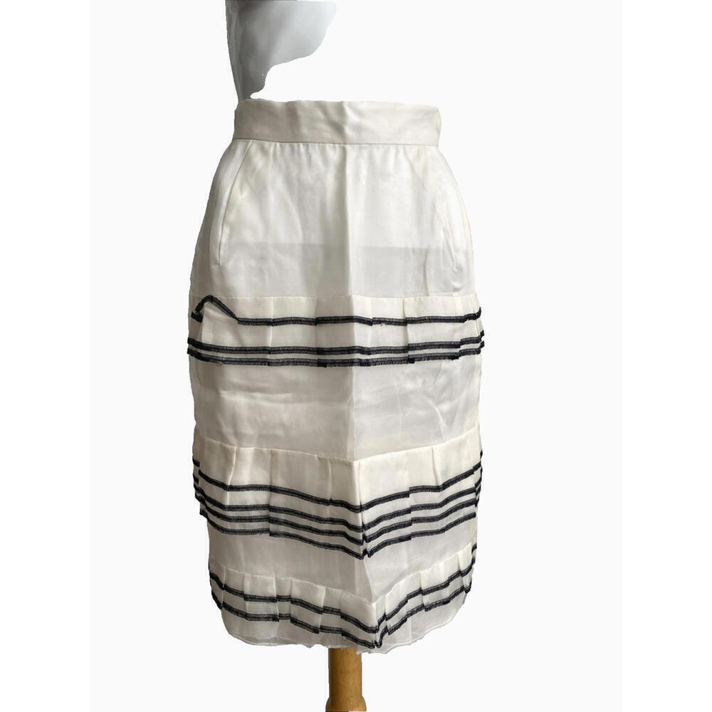 NWT Dolce & Gabbana Special Piece White Black Stripe Silk Skirt $895 IT-38/40